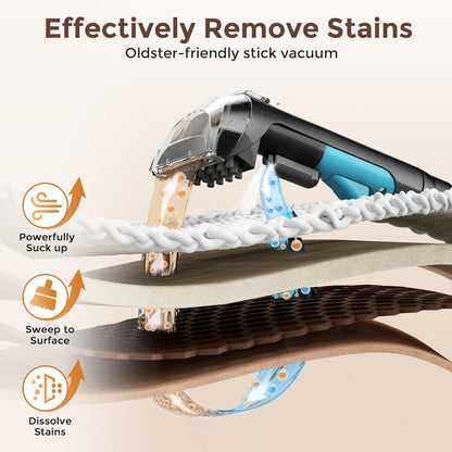 DEVOAC C8 Portable Carpet Upholstery Spot Cleaner Machine with Versatile Tools, Self-Cleaning, Powerful Suction, Pet Stain Remover, Car and Auto Detailer (Cyan)