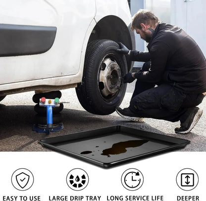 3 Pcs Extra Large Oil Drip Pan, 35.4×24×1.6Inches Oil Drain Pan for Under Car,Plastic Oil Drip Tray for Garage, Fridges, Washing Machines, Cat Litter Box,Keeps Floors Safe & Clean