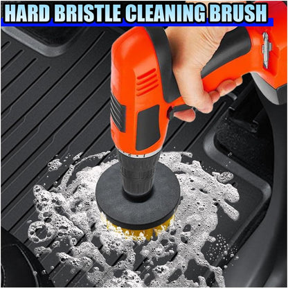 ZIMISI 2PCS Car Detailing Drill Brush Set, 2" & 4" Power Carpet Scrubber, Nylon Bristle Wheel Cleaner Brush with Drill Attachment, Car Wash Cleaning Kit for Floor Mats, Bathroom (Red)