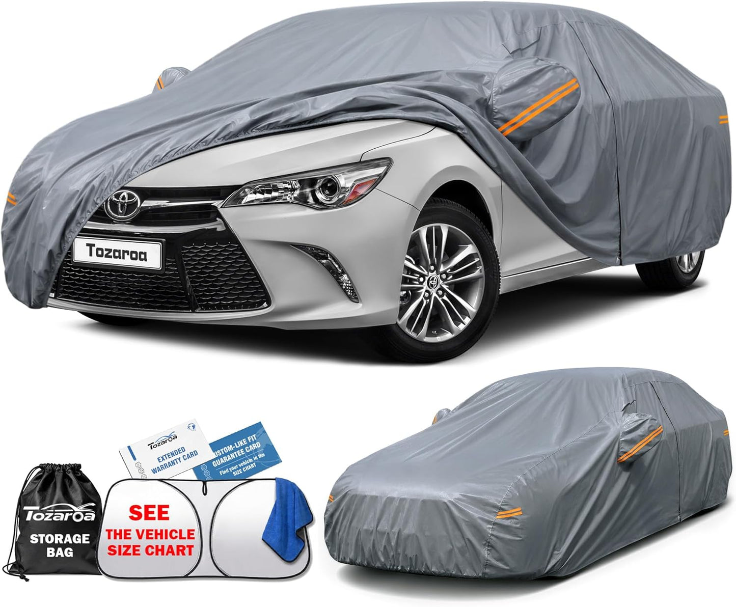 SUV Cover Waterproof All-Weather,Outdoor Full Exterior Automobiles SUV(Length 182-190 inch) with Windshield Sun Shade Universal Fit Toyota RAV4,CRV,Model Y,Q5,Size S2 (See SizeChart)