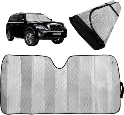 GWUSKDT Car Sun Shade, Sun Protector,Foldable Front Window Shade-Thicken 5-Layer Bubble for Auto Windshield UV Protection and Heat Reflector 58"x 27.5" (Blue)