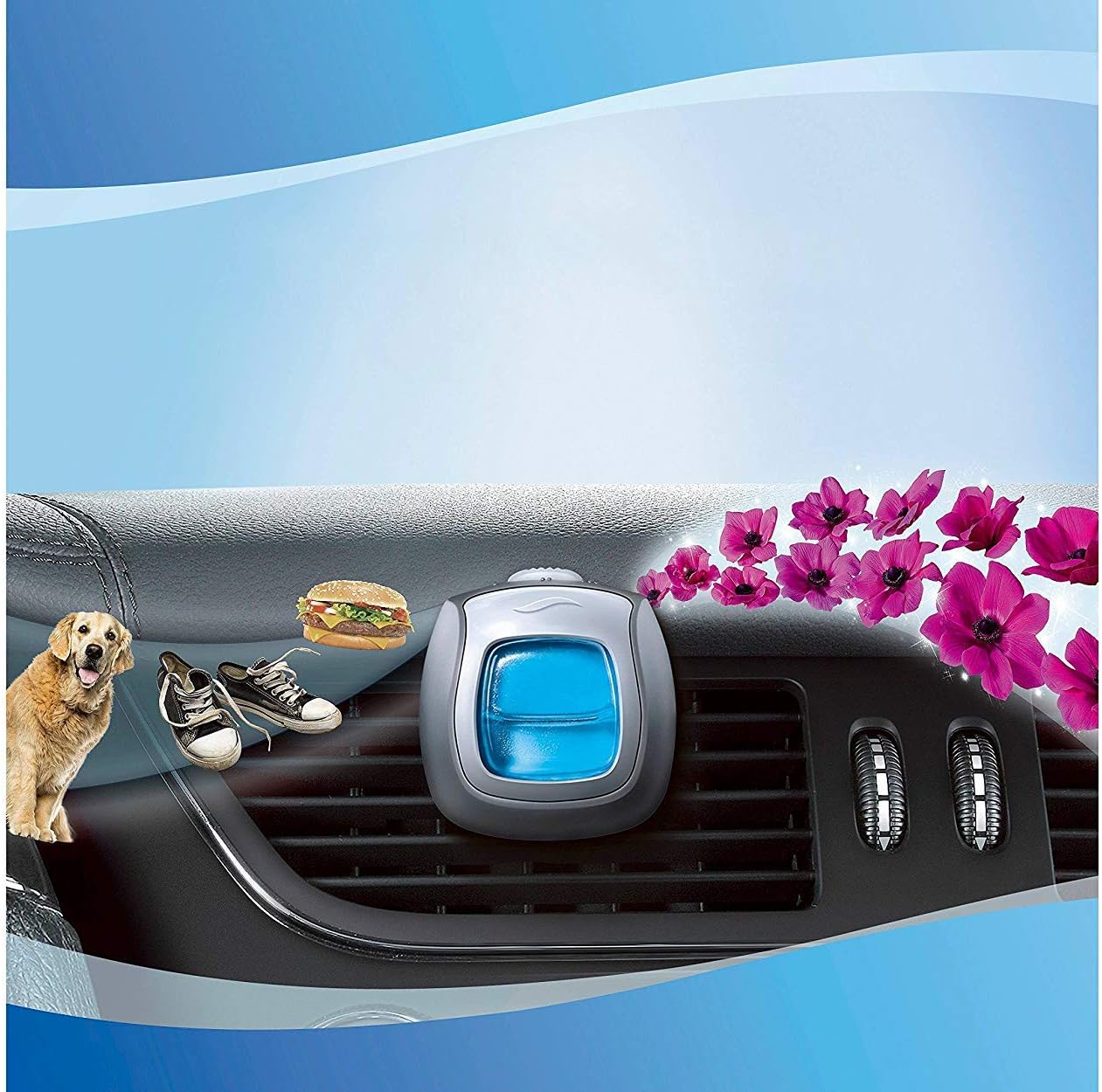 Febreze Car Air Freshener Vent Clip Platinum Ice Scent, .07 oz. Car Vent Clip, Pack of 4