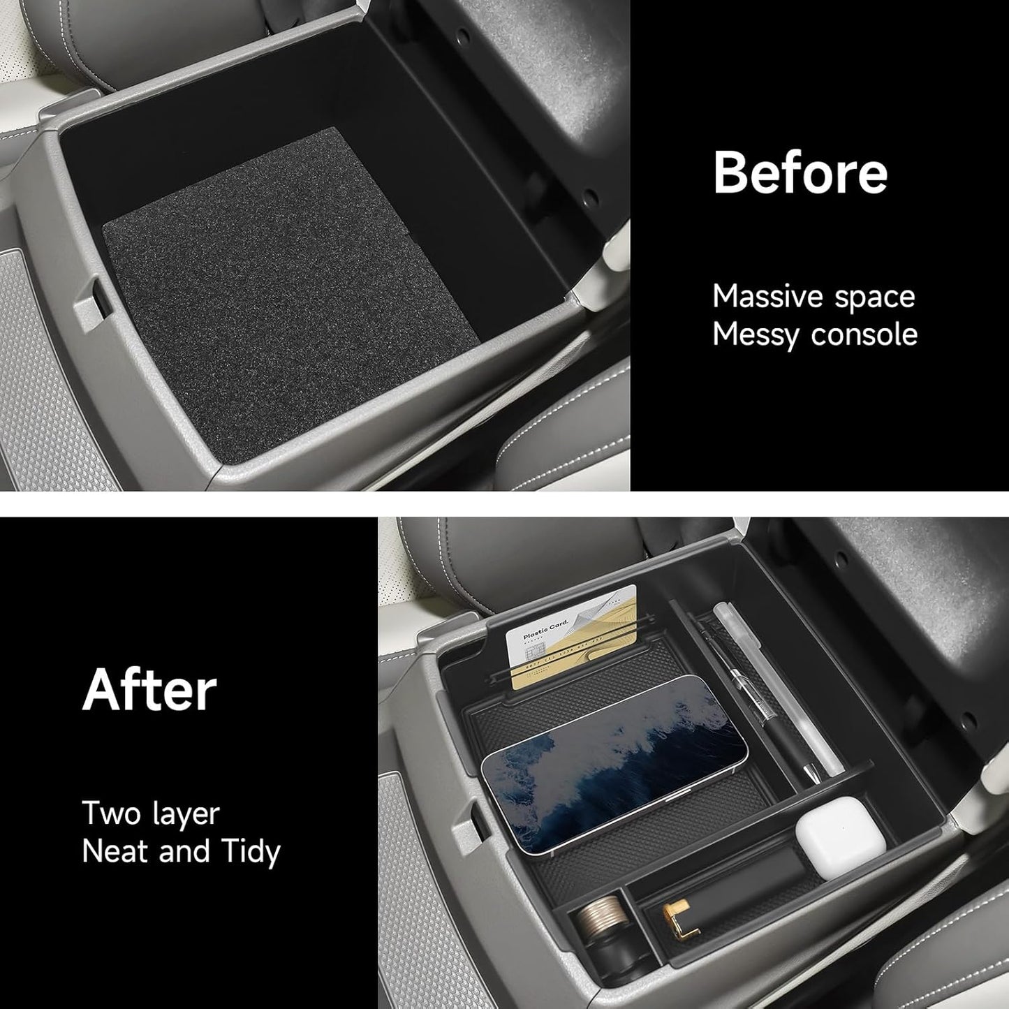 Glove Box Dividers Organizer Compatible with Toyota 2016-2020 2021 2022 2023 Tacoma Accessories Black ABS Material Center Console Organizer