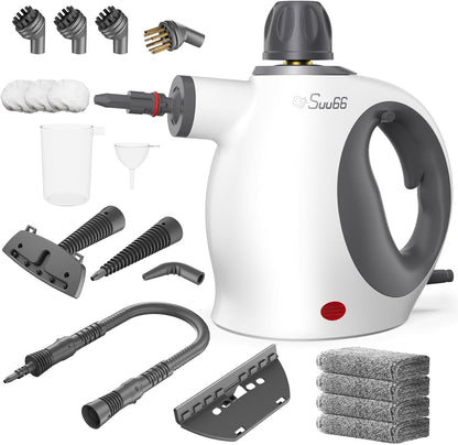 Handheld Steam Cleaner with Safety Lock, 500mL Large Tank & 19PCS Accessories - Multi-Surface Deep Cleaning for Kitchen, Bathroom, Car, Sofa - Removes Stubborn Grime, Sanitizes Surfaces (White)