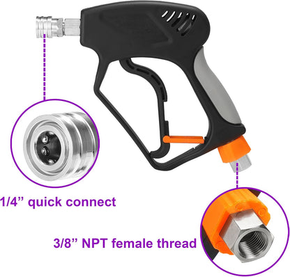 PWACCS Foam Cannon Dual Connector, Pressure Washer Car Wash Foam Gun, Short Power Washer Gun Kit with Dual-Connector Accessory, 1/4" Quick Connector, 1.5 Liter, 4000 PSI