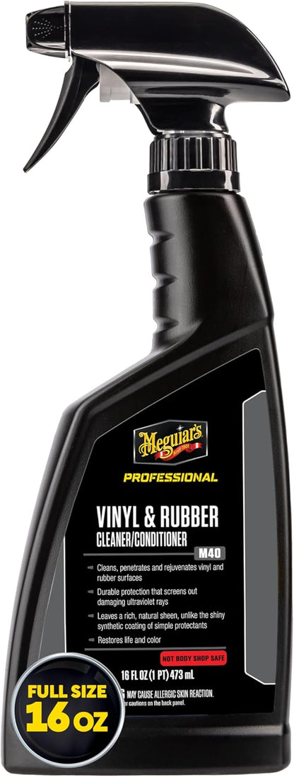 Meguiar's M40 Mirror Glaze Vinyl and Rubber Cleaner and Conditioner M4016, Screens Out UV Rays and Leaves Behind a Natural Sheen, Comes in a Convenient Spray Bottle, 16 Oz