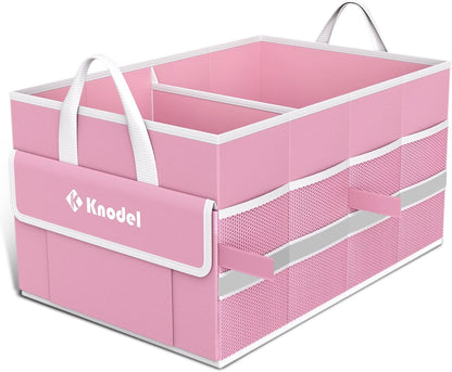 K KNODEL Car Trunk Organizer with Lid, Collapsible Car Trunk Storage Organizer, Car Organizer and Storage for SUV, Truck, Sedan (Medium, Black)