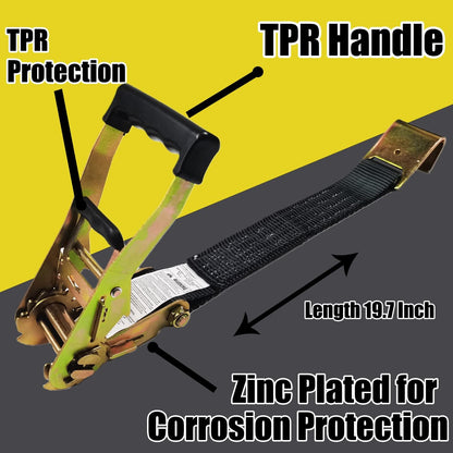 KJE 4 Pack Car Tie Down Straps for Trailers - Tire Ratchet Strap with Flat Hooks - 2" x 10' 10,000LBS Break Strength - Lasso Style Wheel Straps for Hauling UTV, SUV, Any Cars