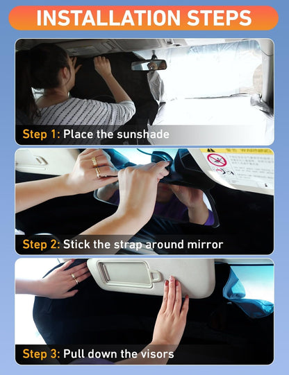 EcoNour Car Windshield Sun Shade | 2025 Upgraded Innovative No-Light-Pass Technology for Maximum Coverage | Foldable Sun Shade Keeps Your Vehicle Cool | Must-Have Car Accessories | Small (59" x 29") - Colors N