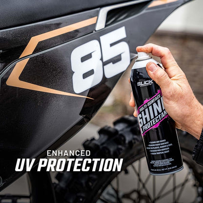 Slick Products Shine & Protectant Spray 17.35 FL OZ. - High Gloss Clear Coating Renew Vinyl, Plastic, Rubber, Trim, Tire, Car, Truck, Motorcycle, Dirt Bike (3-Pack)