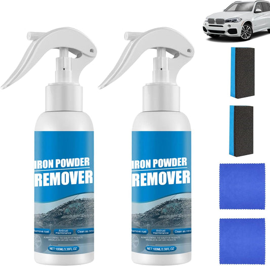 2Pcs Car Rust Removal Spray,Iron Powder Remover,Rustout Instant Remover Spray,Multifunctional Paint Cleaner Car Maintenance Powder Spray Rust Remover Iron Cleaning,Iron Powder Remover for Car (100ML)