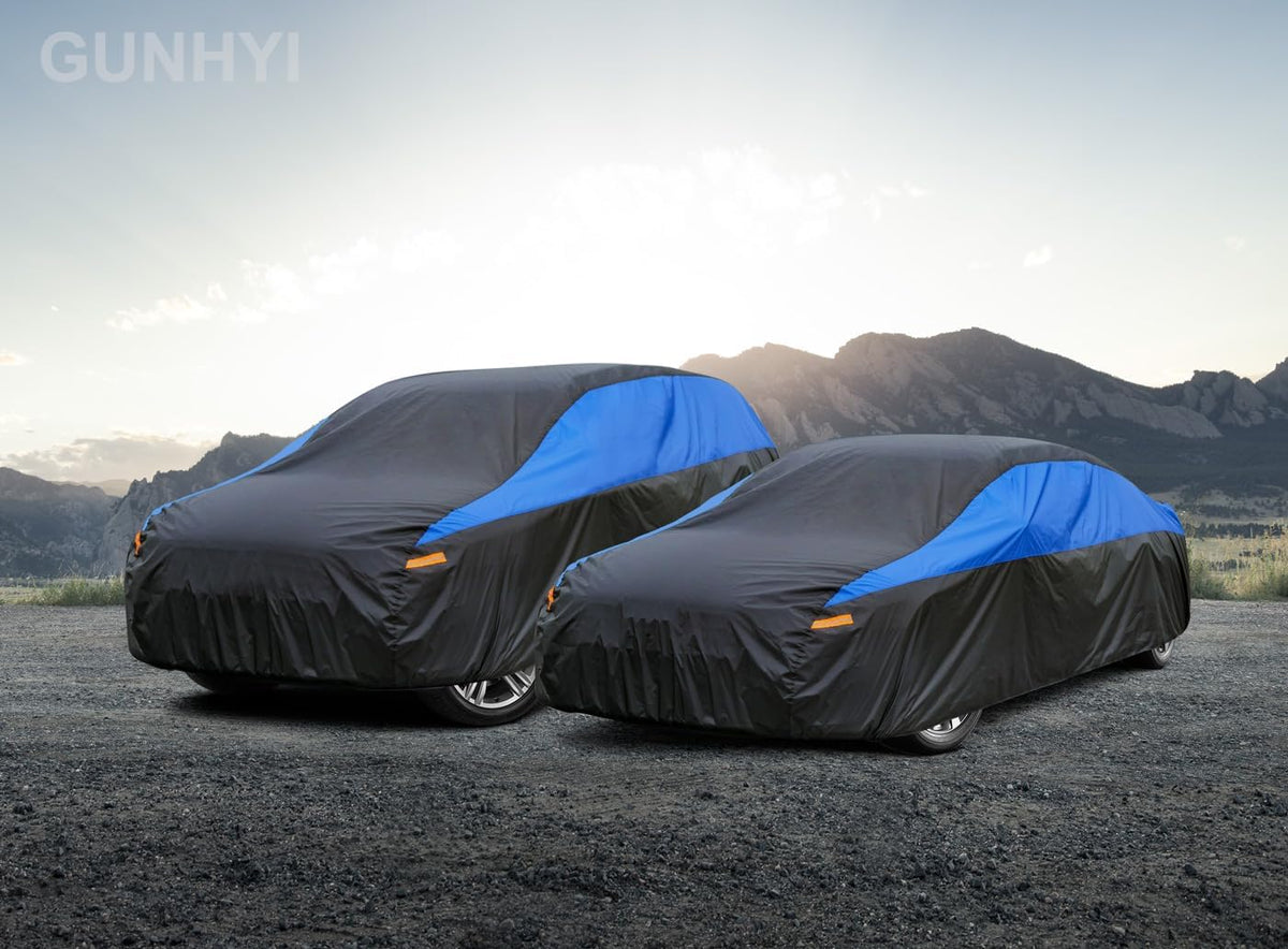 GUNHYI Car Cover for Automobiles All Weather Waterproof, Universal Fit Sedan Chevrolet Corvette, Ford Fusion, Kia Stinger, Nissan Maxima, Buick Regal, Subaru Legacy, Honda Accord etc.