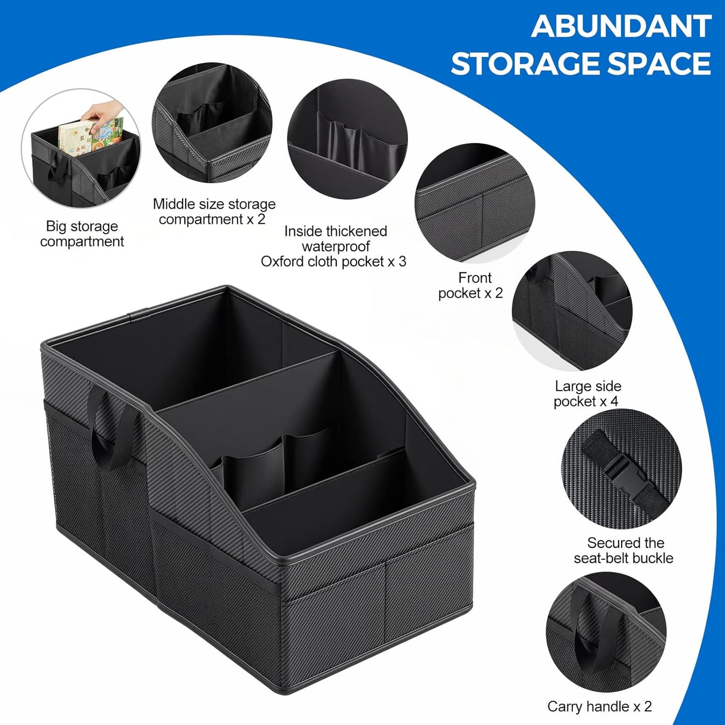 WHHMK Car Storage, Sturdy Leather Car Backseat Organizers, Support Up to 33 LB of Weight Automotive Front Seat Organizer, Floor Organizer and Storage Used for SUV Truck Toy Snack Water Bottle Holder