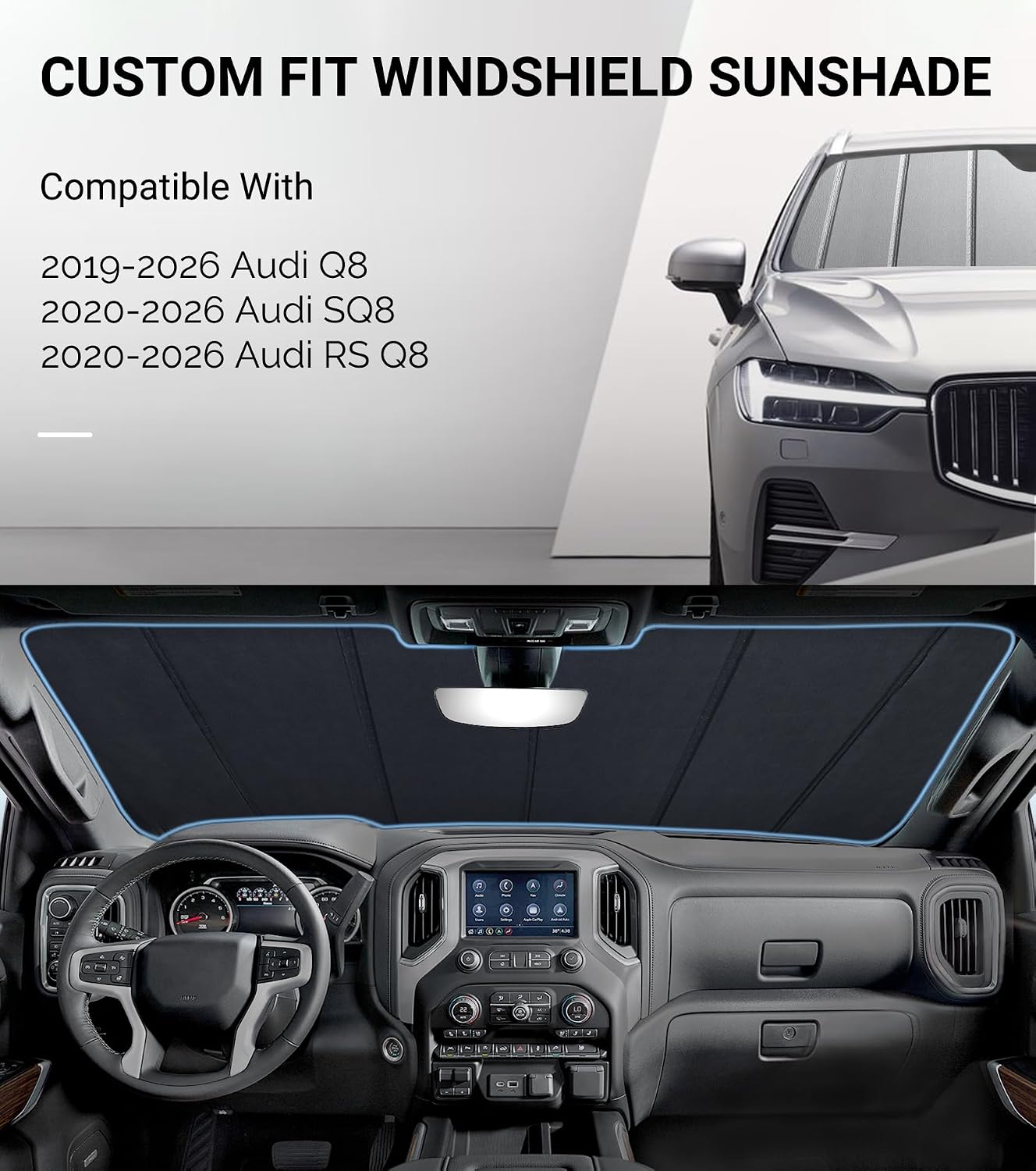 Pigenius Windshield Sunshade for Audi Q5/SQ5 2018-2025, Q5 Sportback/SQ5 Sportback 2021-2025, Q5 PHEV 2020-2025 - AstraGuard