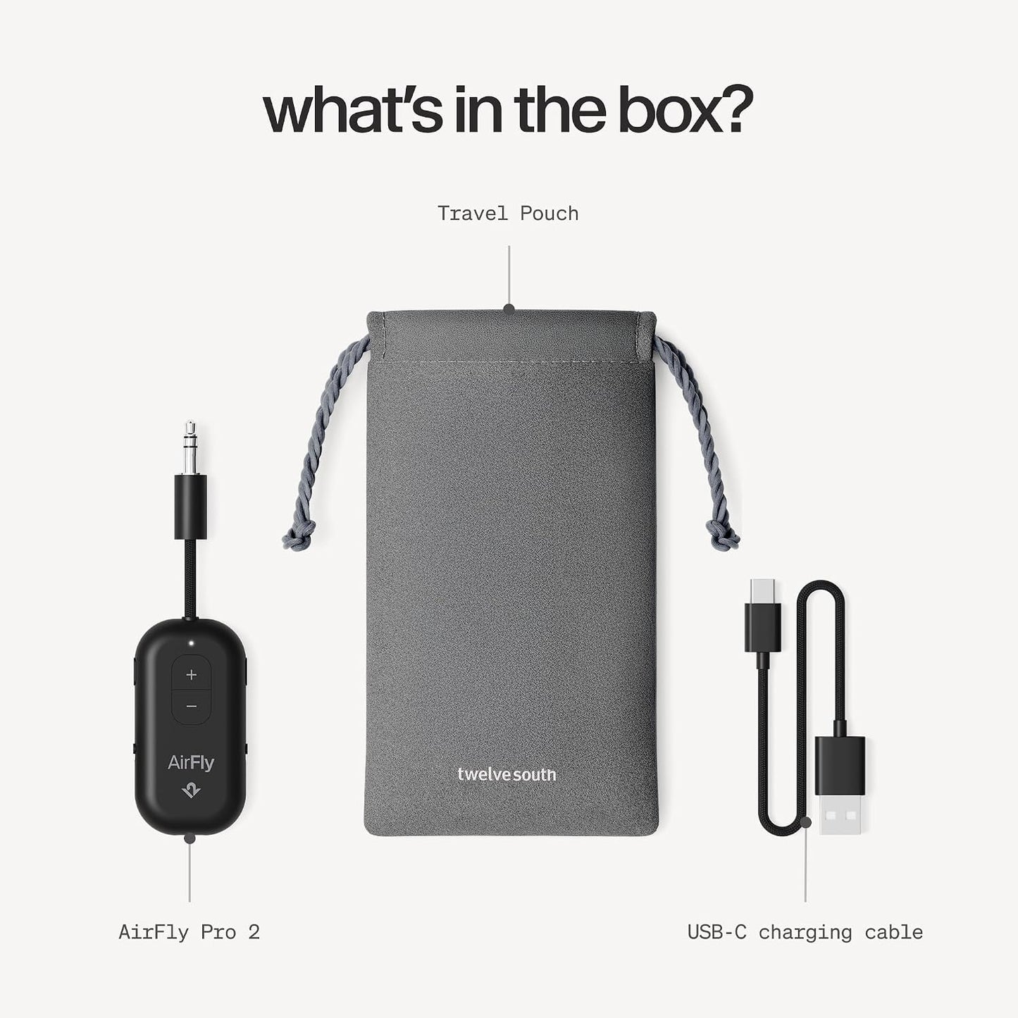 AirFly Pro 2 Deluxe – Bluetooth Adapter for Airplane, Pair 2 AirPods or Wireless Headphones – 3.5mm AUX Bluetooth Transmitter/Receiver for Cars, Boats, Treadmills, TVs – Airplane Travel Essentials