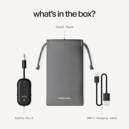 AirFly Pro 2 Deluxe – Bluetooth Adapter for Airplane, Pair 2 AirPods or Wireless Headphones – 3.5mm AUX Bluetooth Transmitter/Receiver for Cars, Boats, Treadmills, TVs – Airplane Travel Essentials