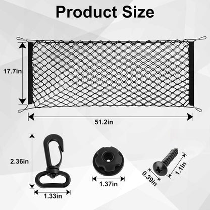 Cargo Net, Premium Dual-Layer Nylon Cargo Net for SUV, Automotive Exterior Accessories, Adjustable Elastic Trunk Net with Hook, Car Accessories for SUV, Truck, Pickup (35.4x15.7 Inch)