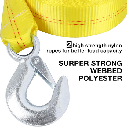 ATV Tow Strap with Hooks 20 ft,15000 lbs Towing Straps Heavy Duty with Hook 2 inch x 20 Foot Ropes for Trucks Vehicles Acessories,Cable for Truck Boat,Roadside Emergency Car Kit