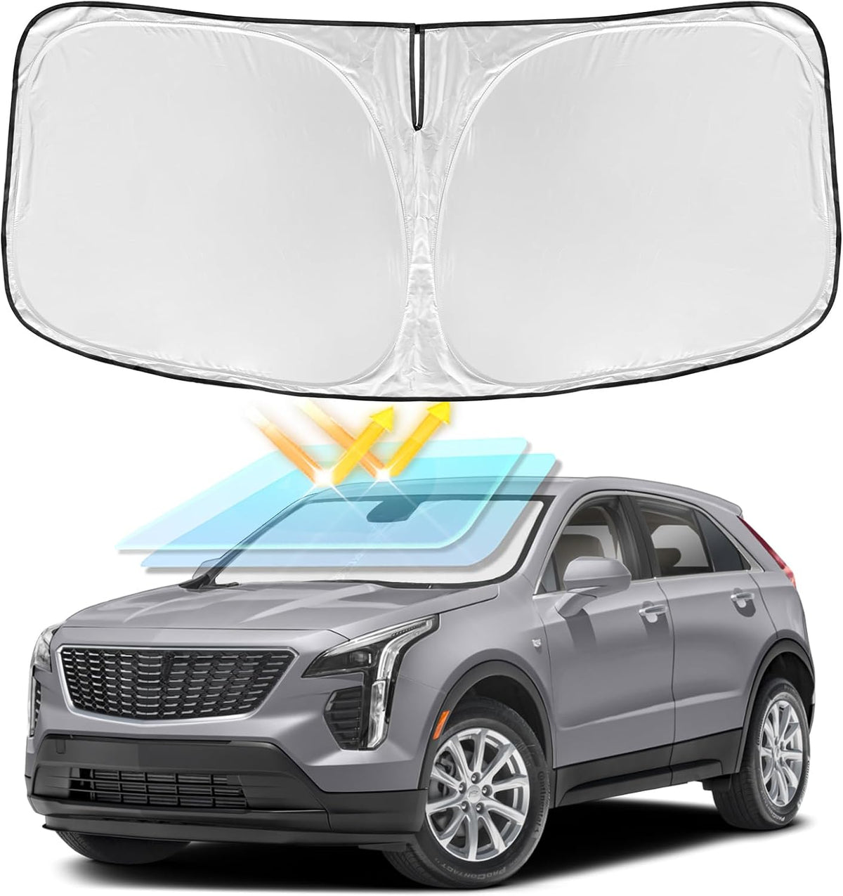 for Toyota Tacoma 2016-2023 2024 2025 2026 Sun Shade Sunshade Windshield Cover - 4 Layers Front Window Shade Custom Fit Tacoma 2Dr 4Dr Pickup Sun Visor 240T Shade Blocks UV Rays Car Accessories - Colors F