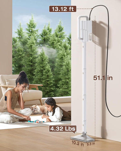 10-in-1 Steam Mop with Detachable Handheld Steamer,350ml Tank, 10s Heat-Up, 248°F Steam Cleaner, 2-Level Control and Swivel Head for Floor,Carpet,Tiles, BBQ grill,Car Accessories Clean White