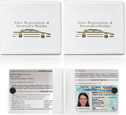 Ziciner Car Registration Insurance Holder, 2Pack Essential Auto Card Document Glove Box Organizer with Touch Fastener, Vehicle Interior Accessories Perfect for Most Car, Truck, SUV (Red/Small Car)