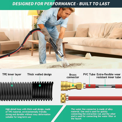 Shop Vac Extractor Kit,Spray Aspirating of Wet Vacuum Hose Extractor Kit,with 50FT Waterline Convert the Universal Shop Vacuum,Into A Professional Auto Carpet Cleaner Machine,for Household,Car,Textile