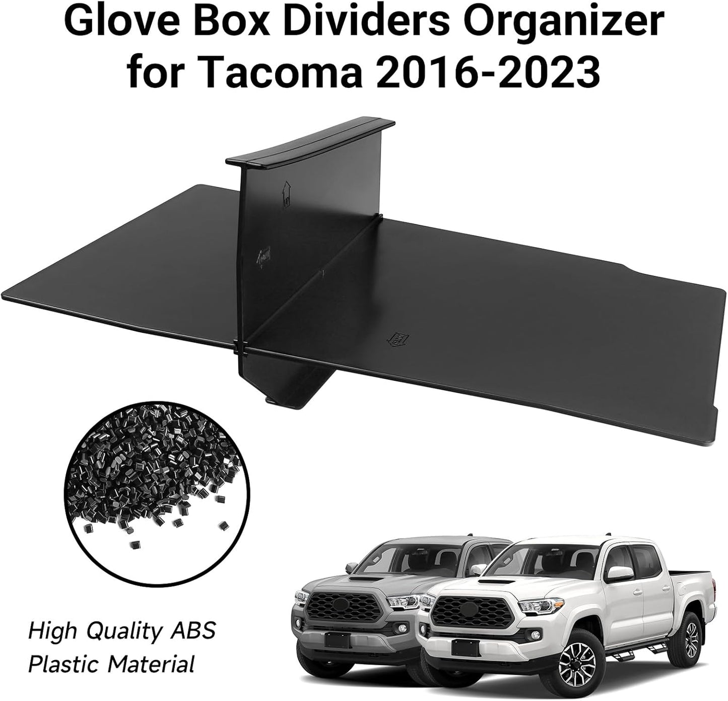 Glove Box Dividers Organizer Compatible with Toyota 2016-2020 2021 2022 2023 Tacoma Accessories Black ABS Material Center Console Organizer
