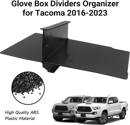 Glove Box Dividers Organizer Compatible with Toyota 2016-2020 2021 2022 2023 Tacoma Accessories Black ABS Material Center Console Organizer