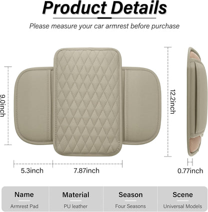 Amiss Car Center Console Cover, Upgraded Leather Car Armrest Cushion with 2 Storage Pockets, Universal Waterproof Cushion Pad, Non-Slip Car Interior Accessories, Fits Most Sedans SUVs Trucks (Black)