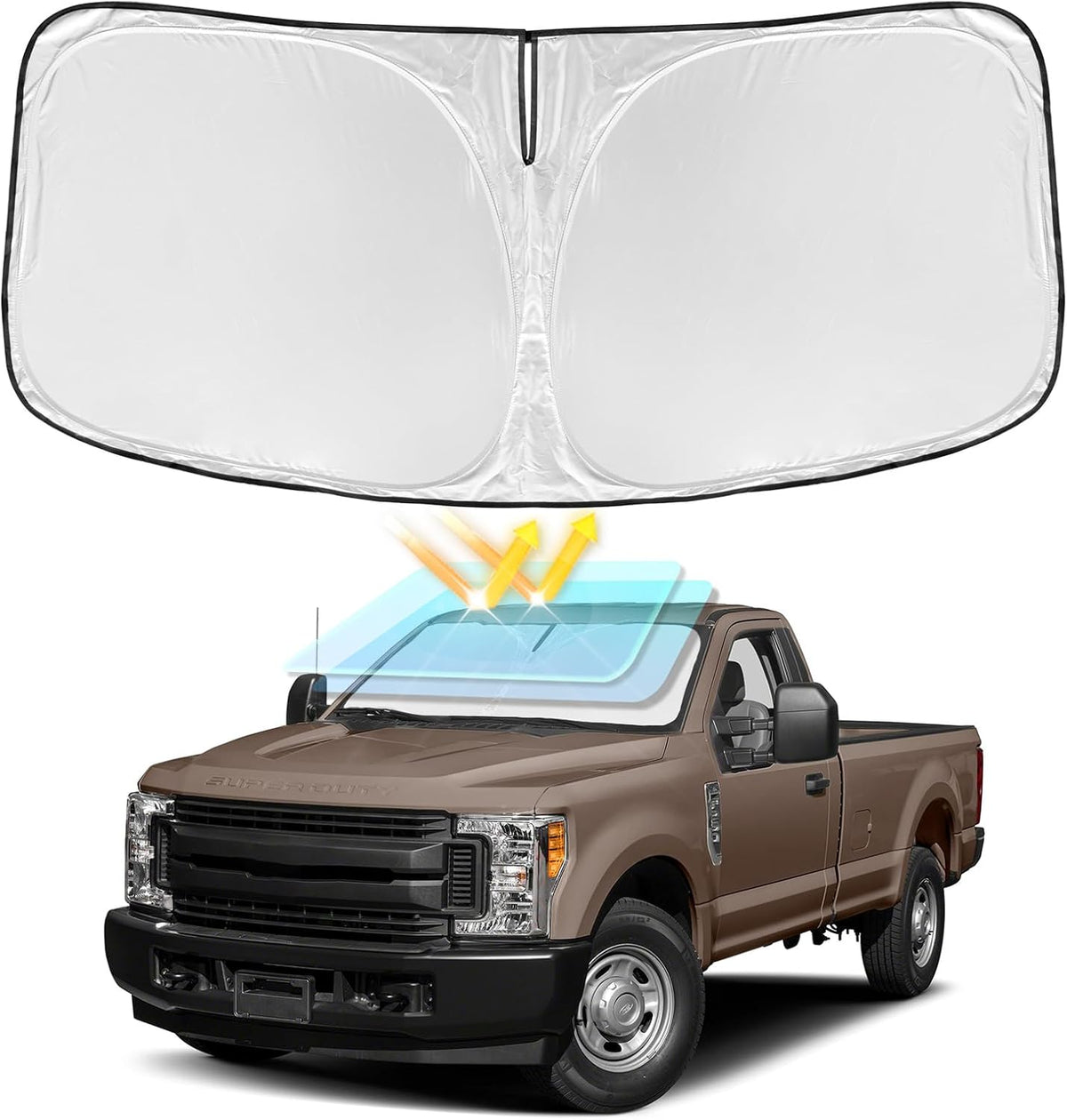 for Toyota Tacoma 2016-2023 2024 2025 2026 Sun Shade Sunshade Windshield Cover - 4 Layers Front Window Shade Custom Fit Tacoma 2Dr 4Dr Pickup Sun Visor 240T Shade Blocks UV Rays Car Accessories - Colors F