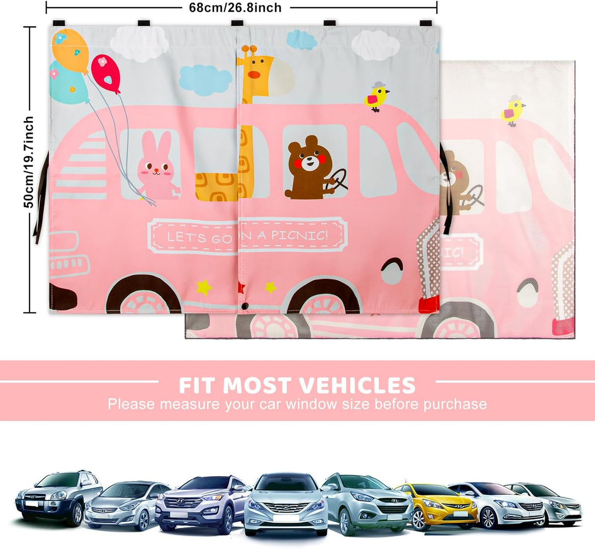 Car Window Shades, 2 PCS Magnetic Double Layer Auto Sun Shade for Side Windows Privacy Full Covers/Half Shade Options Back Car Window Curtains for Baby Protection