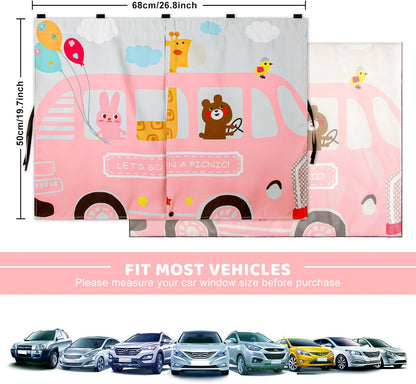 Car Window Shades, 2 PCS Magnetic Double Layer Auto Sun Shade for Side Windows Privacy Full Covers/Half Shade Options Back Car Window Curtains for Baby Protection