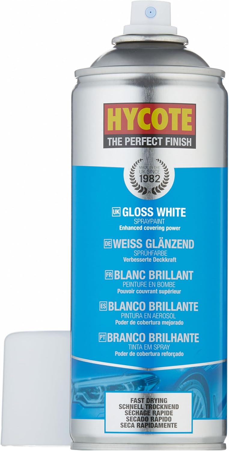 Hycote Black Spray Paint, Gloss Black, 13.5 Oz - Fast Drying, UV & Weather Resistant, Acrylic Formula for Superior Protection – For Automotive & DIY Use, 400ml