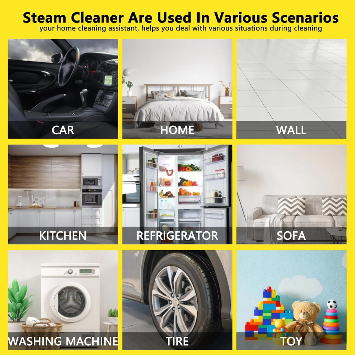 2026 New 3 Level Adjustable Pressurized Handheld Steam Cleaner for Home, 10s Heat-Up Handheld Steamer for Cleaning, 1.6 Qt Tank Portable Steam Cleaner Handheld for Car (Yellow, 1 Set)
