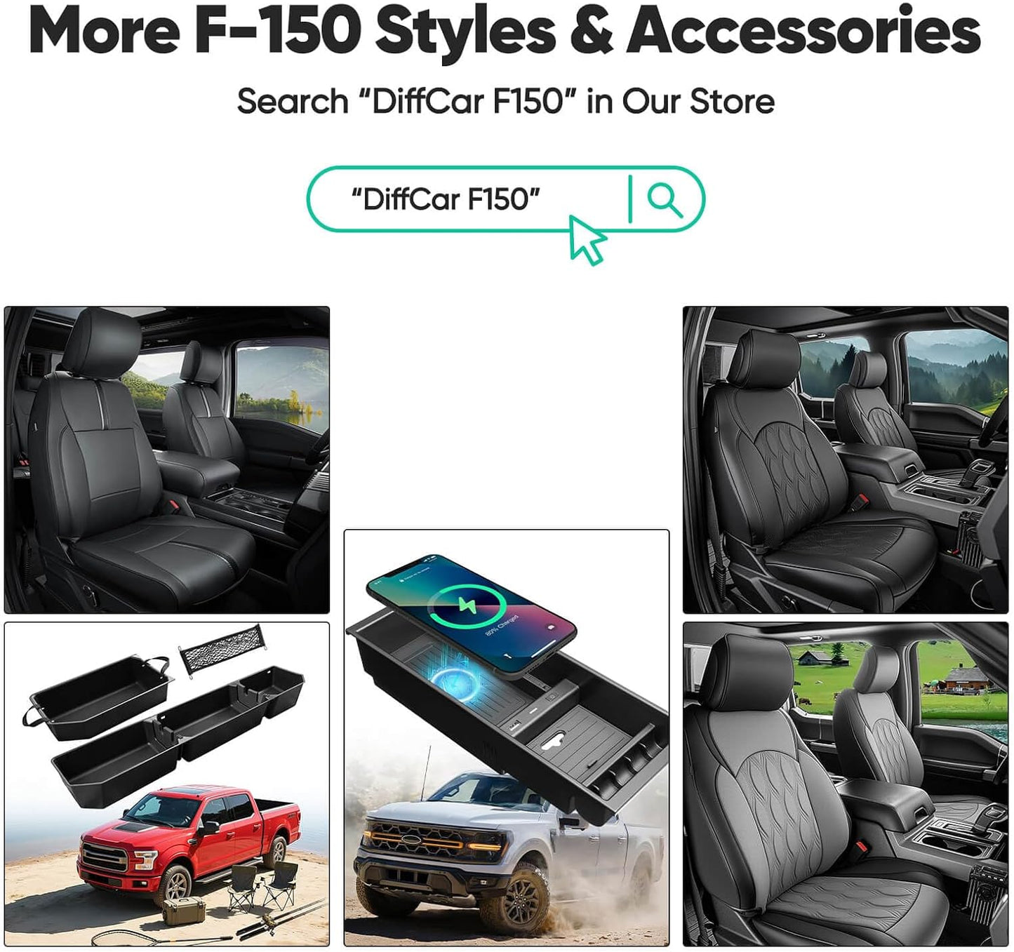 for Ford F150 Seat Covers 2015-2023 2024 2025 2026,Full Set Leather Waterproof Black Trucks Pickup Seat Covers Custom Fit for Ford F150 Accessories,Car Seat Cover for SuperCrew/CrewCab(XL,XLT)