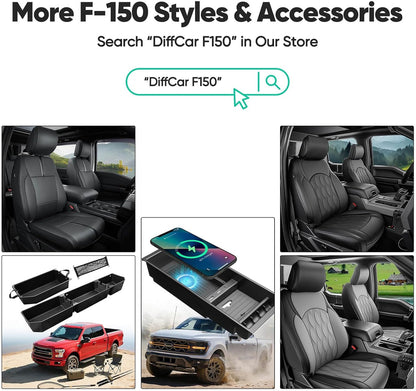 for Ford F150 Seat Covers 2015-2023 2024 2025 2026,Full Set Leather Waterproof Black Trucks Pickup Seat Covers Custom Fit for Ford F150 Accessories,Car Seat Cover for SuperCrew/CrewCab(XL,XLT)