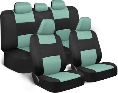 BDK PolyPro Car Seat Covers Full Set in Charcoal on Black – Front and Rear Split Bench for Cars, Easy to Install Cover Set, Accessories Auto Trucks Van SUV