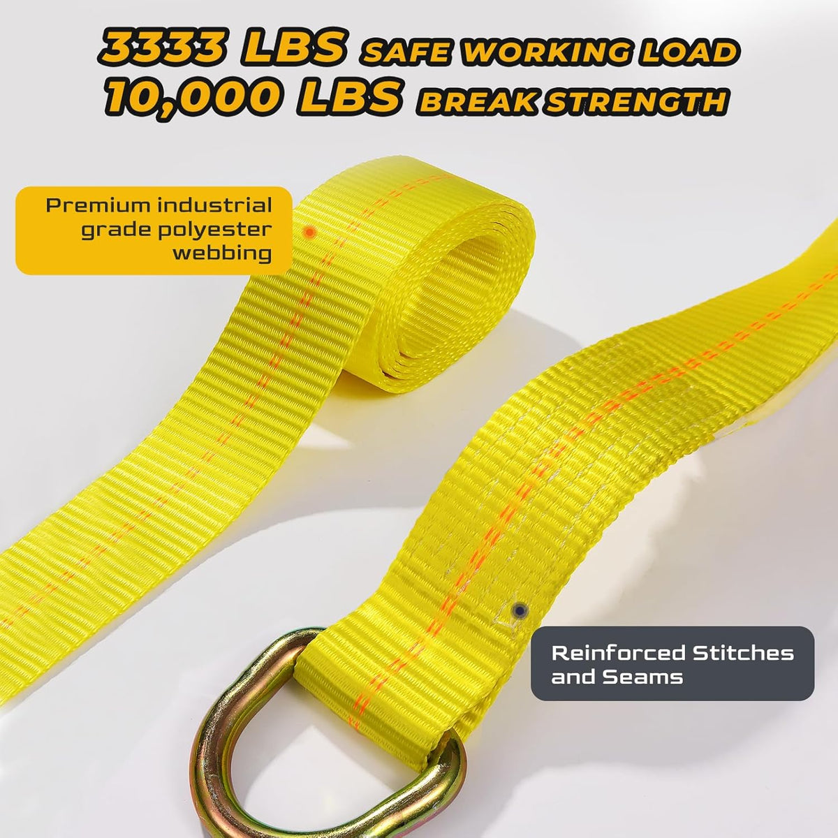 Trekassy 2" x 144" Car Tie Down Straps for Trailers, Heavy Duty Tire Tie Downs for ATV/UTV, 10000lbs Break Strength, Include 4 Axle Straps for Different Uses