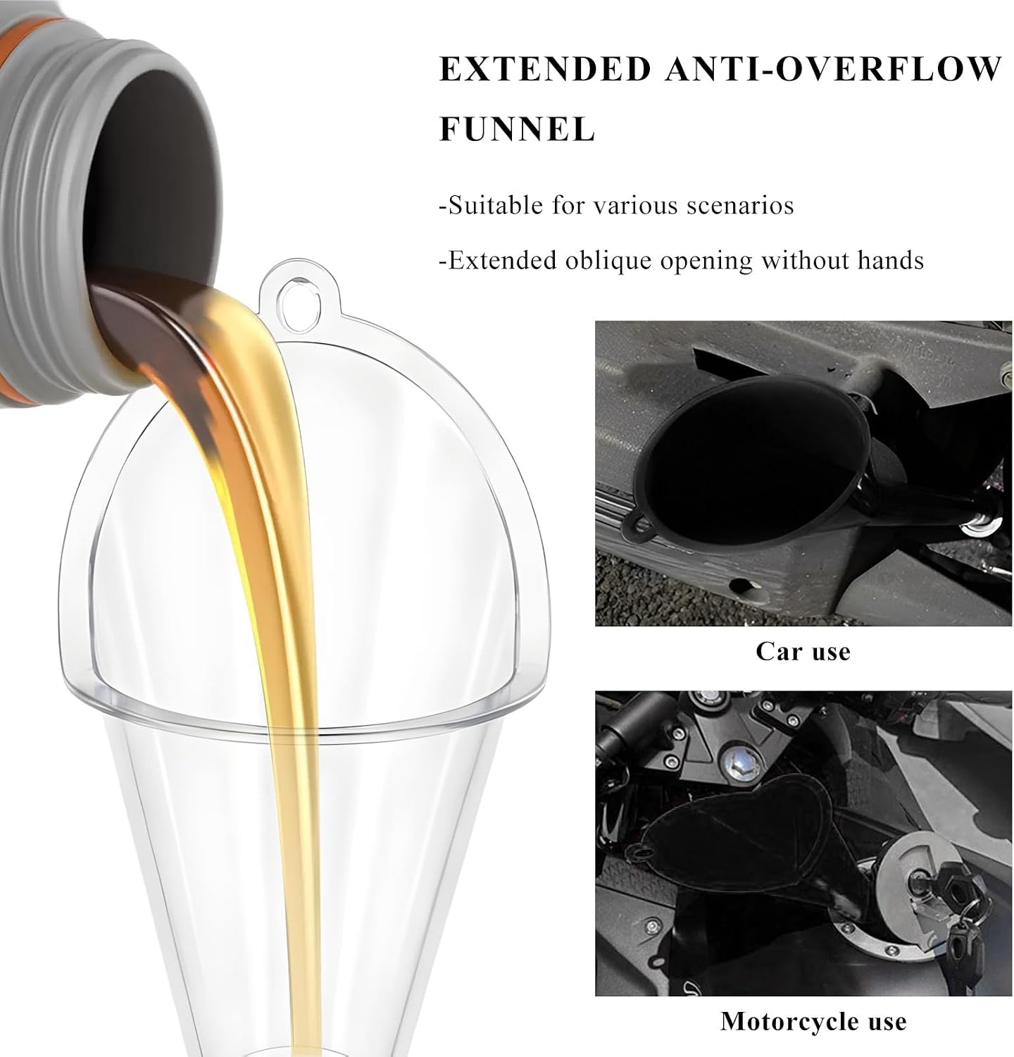 Oil Funnel, Multi-Purpose Plastic Long Neck Oil Funnel, Automotive Use Funnels for Filling Oils Lubricants Water Diesel, Kitchen Funnels for Filling Bottles Jars (Black)