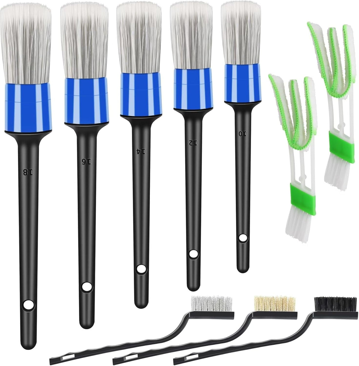 HMPLL 10pcs Auto Car Detailing Brush Set Car Interior Cleaning Kit Includes 5 Boar Hair Detail Brush,3 Wire Brush, 2 Air Vent Brush for Cleaning Car Interior Exterior, Dashboard Engines Leather Wheel
