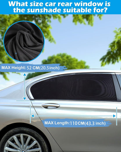 Tevlaphee Car Window Shades, 2 Pack Car Sunshade for Kids Breathable Universal Sun Visor Car Net for Baby with Certified UV for Side Window, Spandex Mesh Material Protect Privacy for Family (L)