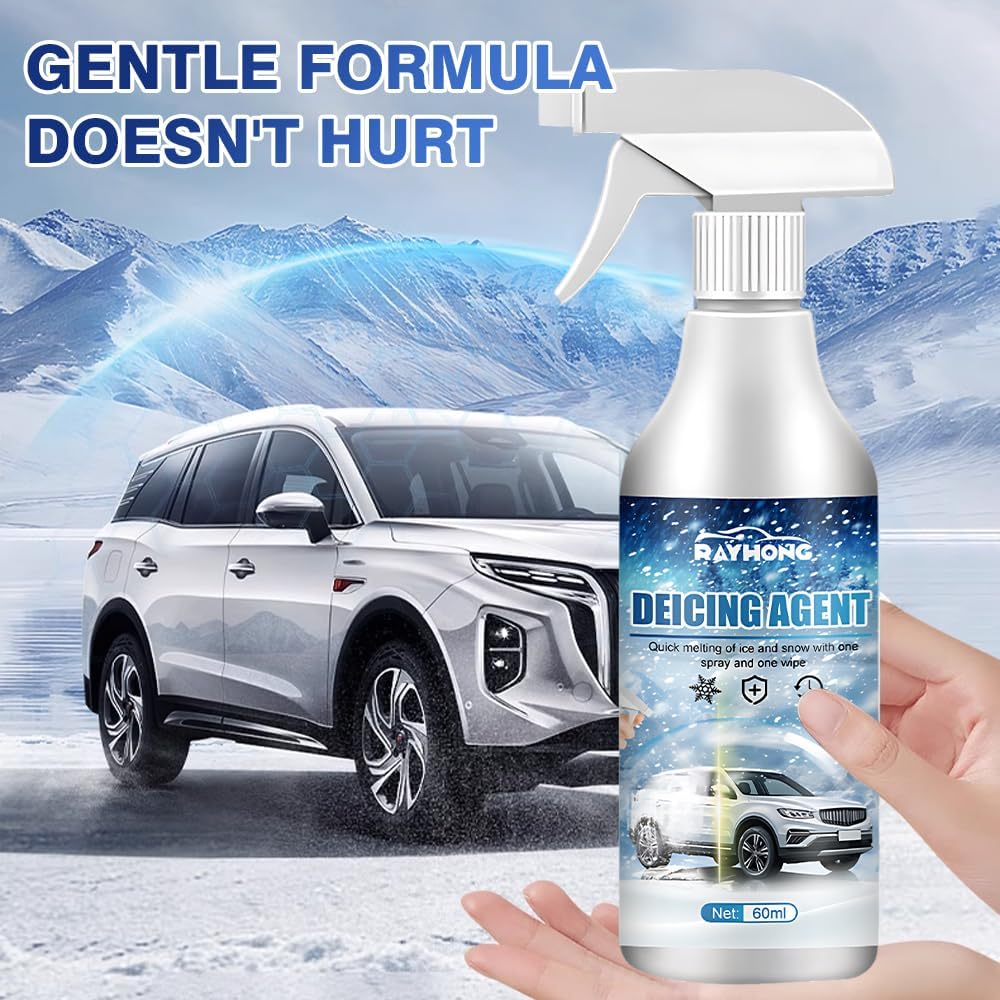 De - Icer for Car Windshield Defroster, Snow Melting Defrost Liquid for Car Window Cleaner, Instantly Melts Ice & Winter Frost for Car Windshields, Windows, Mirrors, Key Locks, & Latches (1)