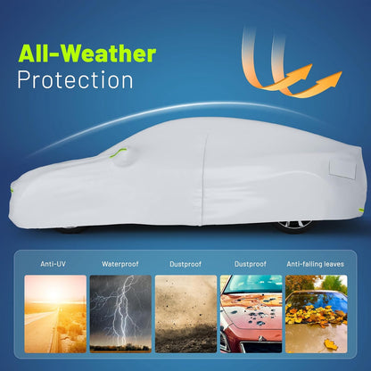 Favoto SUV Car Cover Waterproof All Weather 6 Layers Heavy Duty Car Cover for Automobiles Rain Sun Snow UV Protection with Inner Cotton Car Cover Outdoor Universal Fit for SUV (188-198 inch) Silver