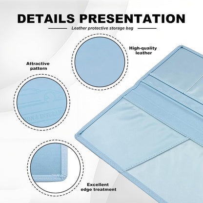 Leather Premium Car Registration & Insurance Card Holder, Vehicle Glove Box Wallet Case, for Documents, Cards, License (Blue)