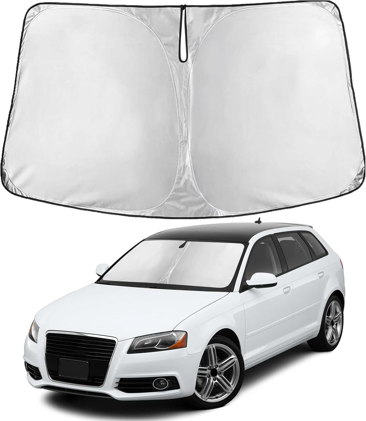 EcoNour Car Windshield Sun Shade | 2025 Upgraded Innovative No-Light-Pass Technology for Maximum Coverage | Foldable Sun Shade Keeps Your Vehicle Cool | Must-Have Car Accessories | Small (59" x 29") - Colors I