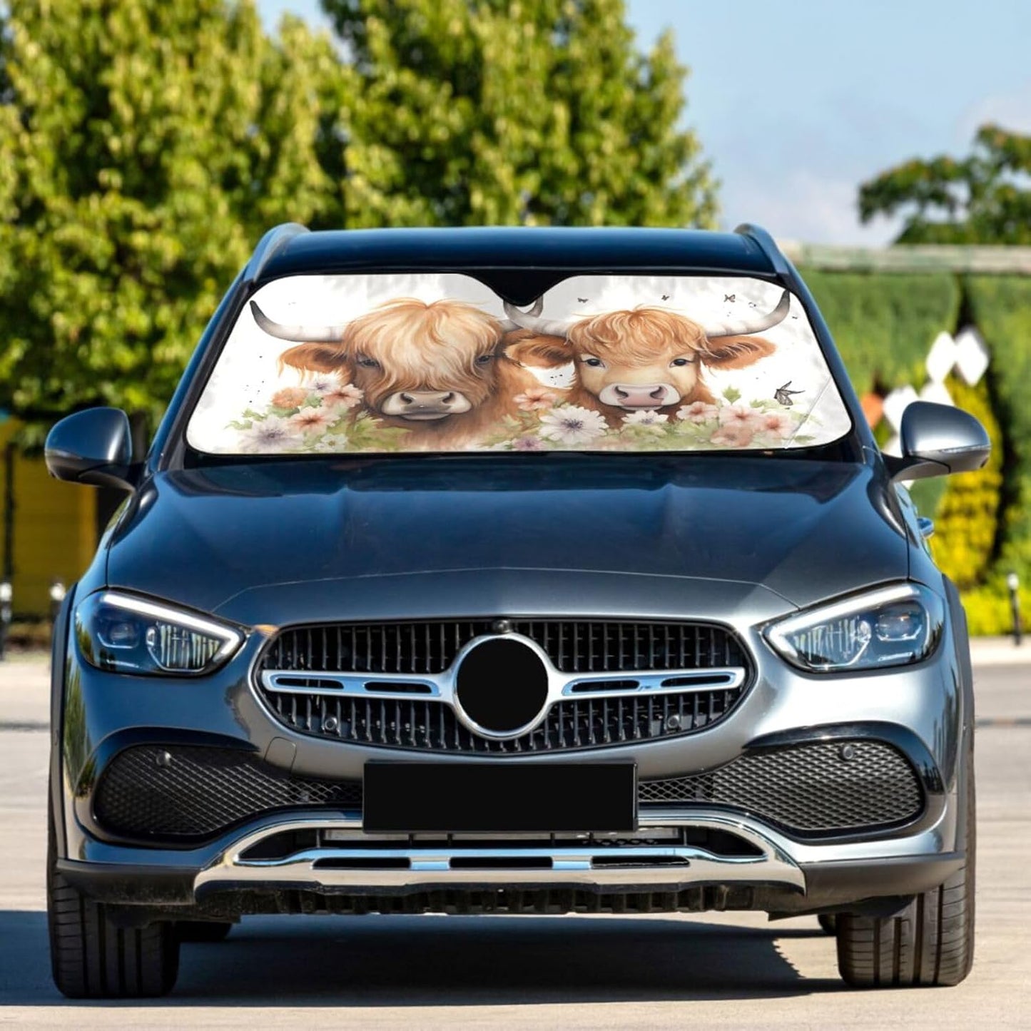 Black Leopard Car Windshield Sun Shade Animal Skin Print Foldable UV Ray Sun Visor Protector Sunshade to Keep Your Vehicle Cool (51" x 27.6")
