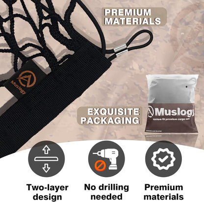 Muslogy Truck Bed Cargo Net Trunk Netting Compatible with 2023-2025 2026 Honda CR-V Accessories, Pickup Cargo Organizer SUV Sedan Storage Net w/Heavy Duty Carabiners - Colors B