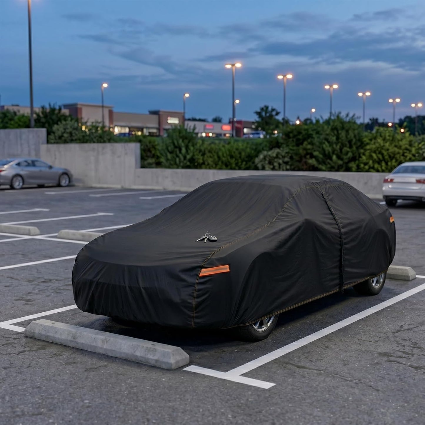 6 Layer Heavy Duty Car Cover Waterproof All Weather Protection with Cotton Liner, Full Exterior Outdoor Cover for Sun Rain Snow UV Protection, Fits Sedan 186-193 inchs