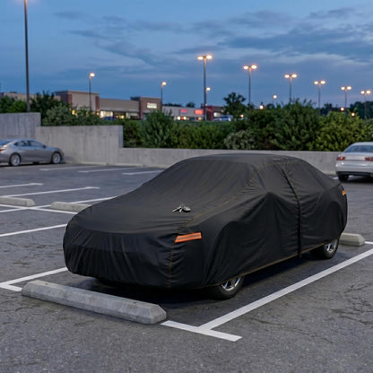 6 Layer Heavy Duty Car Cover Waterproof All Weather Protection with Cotton Liner, Full Exterior Outdoor Cover for Sun Rain Snow UV Protection, Fits Sedan 186-193 inchs