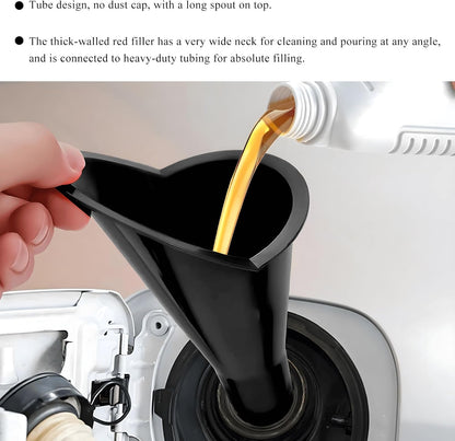 2PCS Oil Funnel, Flexible Multi-Function Automotive Oil Funnel, Spill-Proof Plastic Long Neck Engine Funnels Set for Gas Lubricants Water Diesel Fuel Kerosene, Car Accessories (Blue)